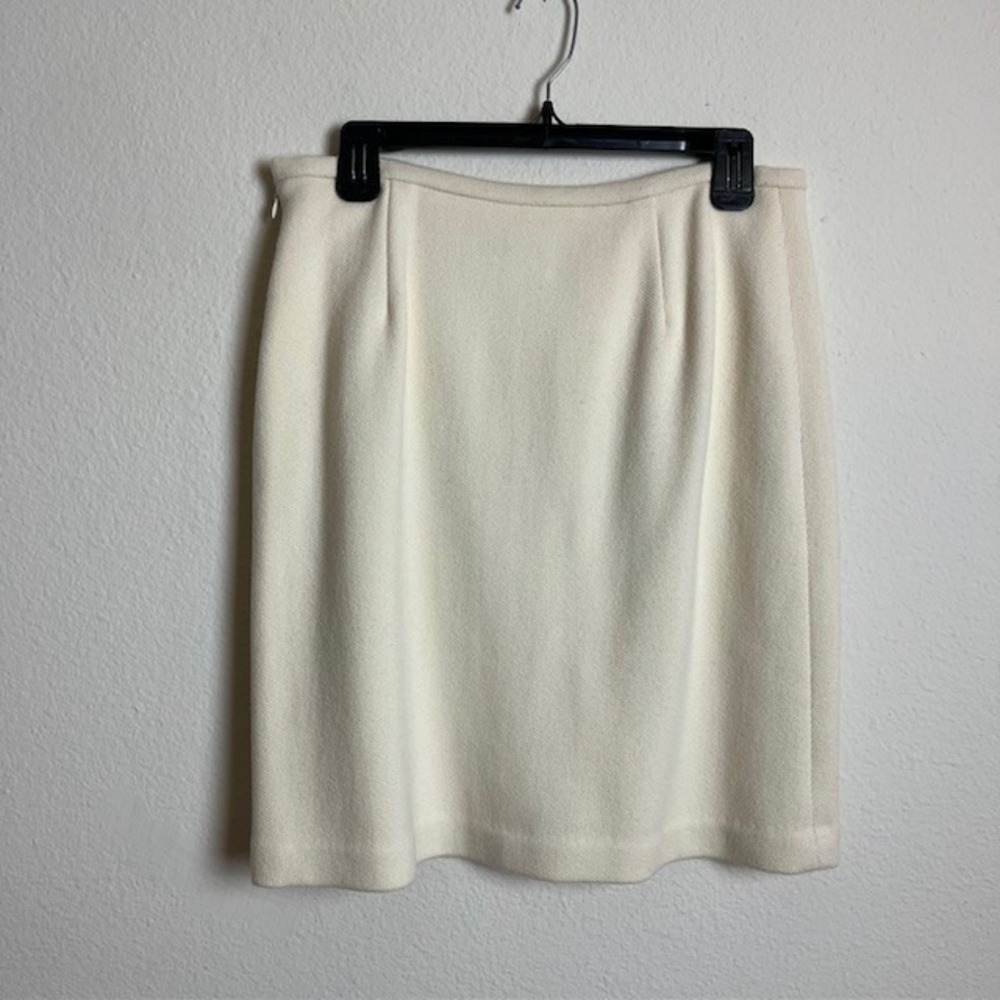 J. McLaughlin Wool Size‎ 8 Ivory Career Pencil Skirt Full Zipper Closure Luxury